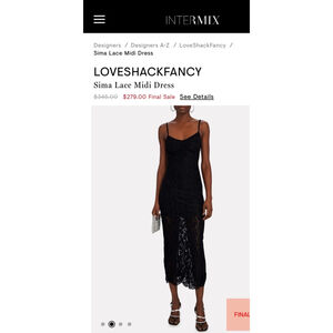 Women's LoveShackFancy Sima Lace Midi Dress Size XL Black